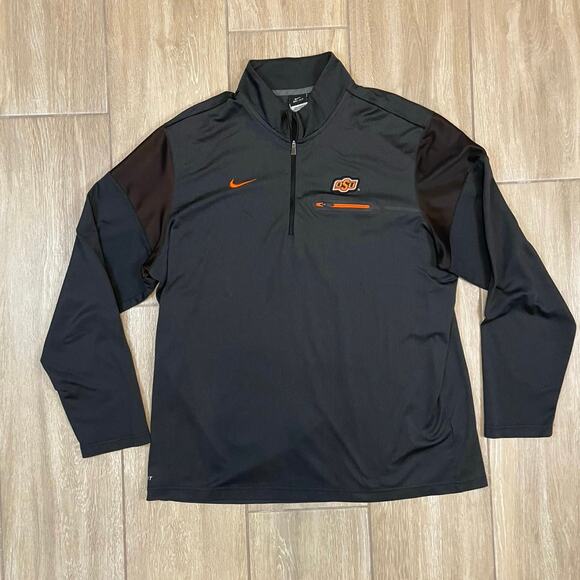 Nike OSU Cowboys Dri-Fit Quarter Zip Pullover XXL Black Orange Football Team - Picture 1 of 11